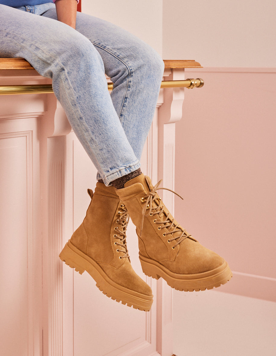 Lace-up ankle boots Tamara - Sand suede