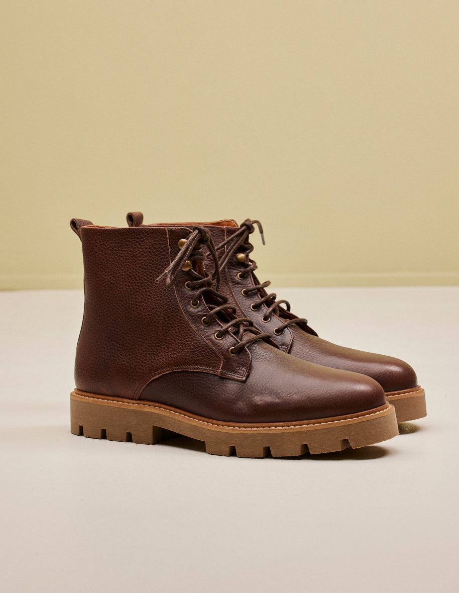 Boots Théodore - Brown grained pull-up leather