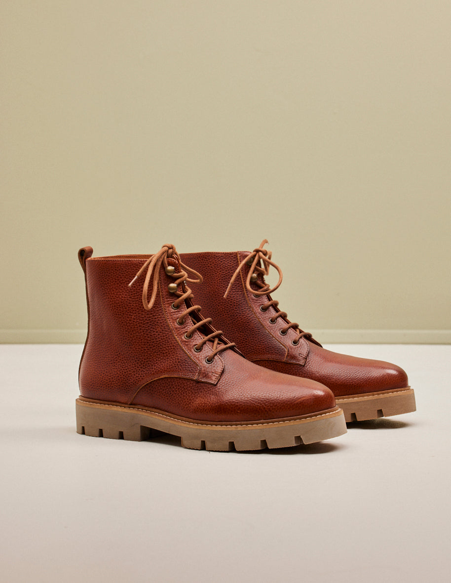 Ankle boots Théodore - Cognac grained pull-up leather