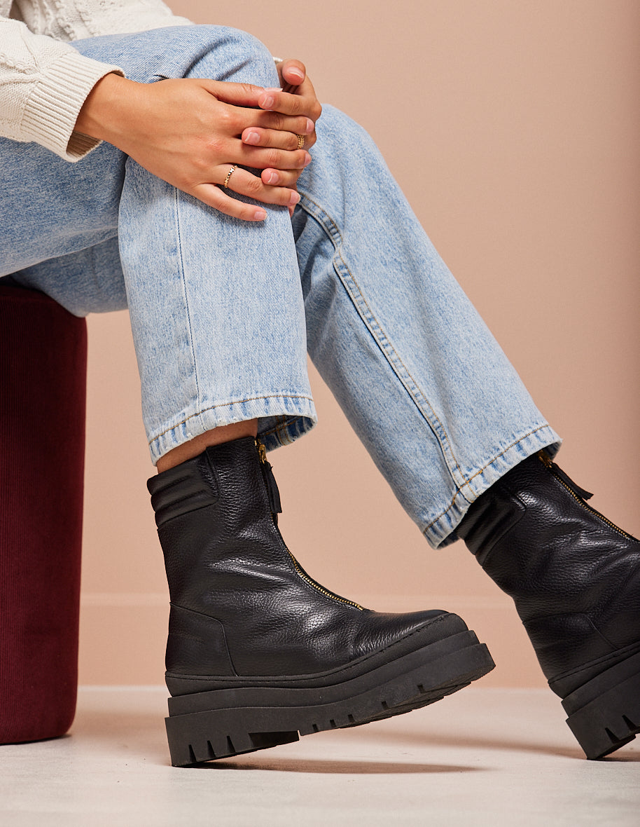 Ankle boots Tiana - Black grained leather