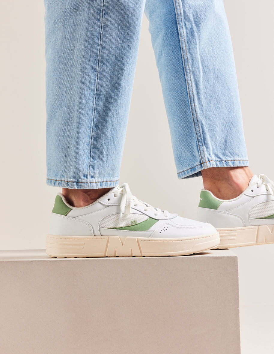 Low-top trainers Aimé - White and sage recycled leather and vegan suede