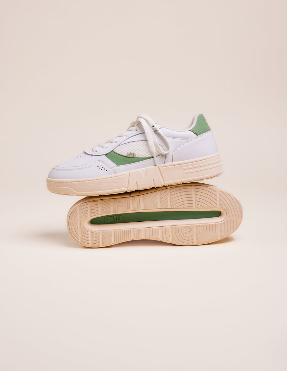 Low-top trainers Aimé - White and sage recycled leather and vegan suede