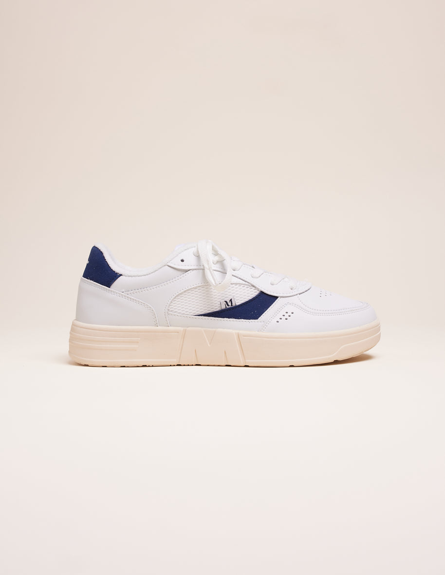 Low-top trainers Aimé - White and navy-blue recycled leather and vegan suede