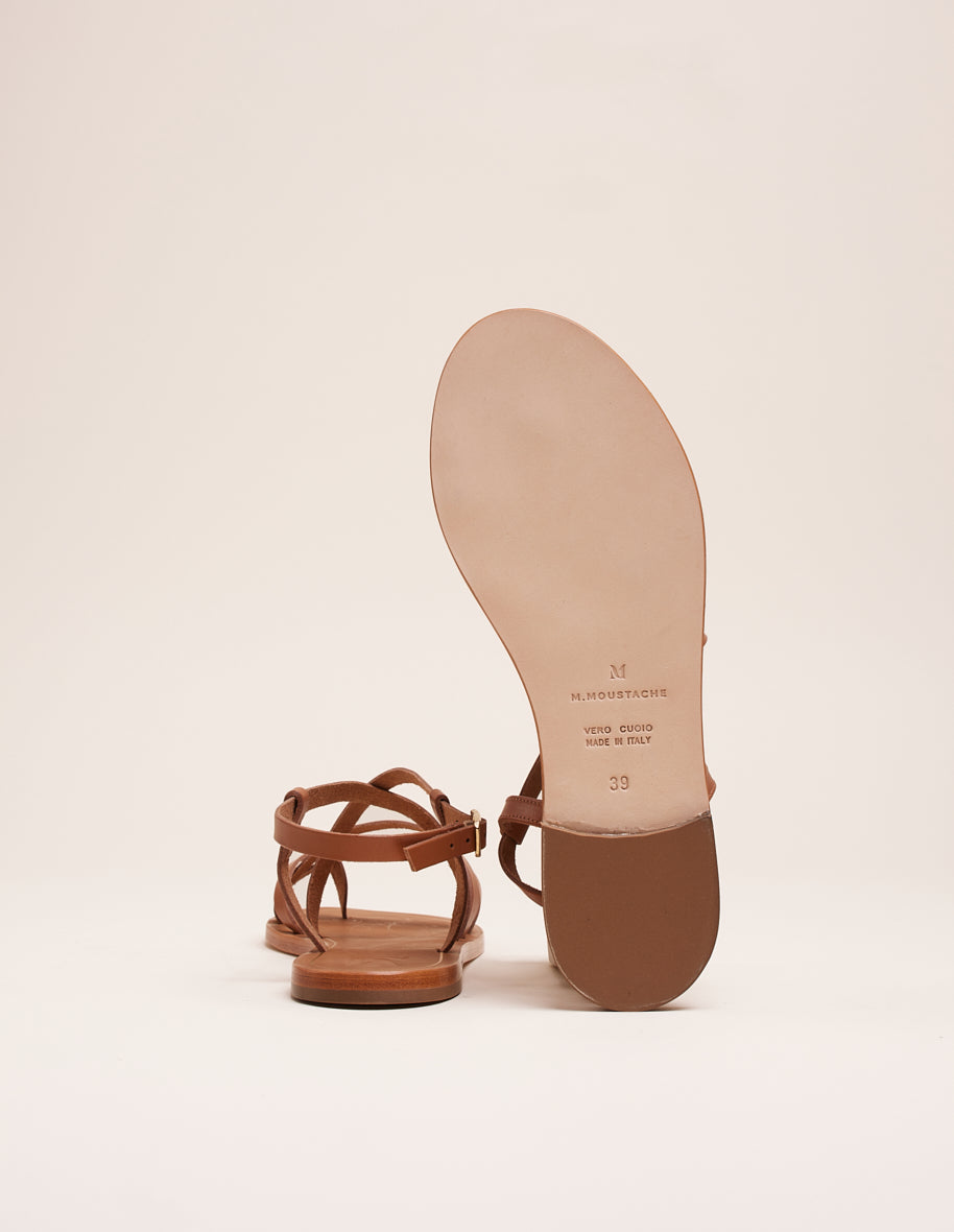 Sandals Alba - Cognac leather