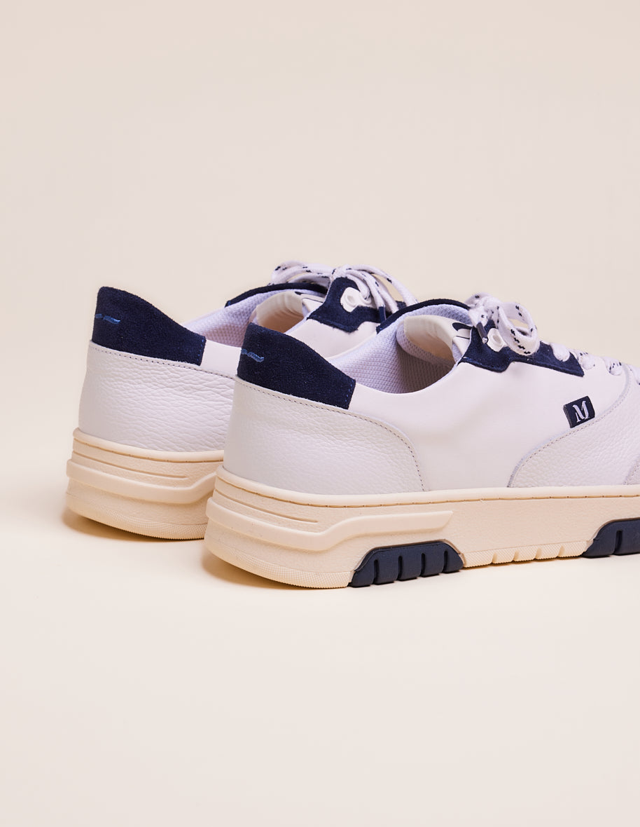 Low-top trainers Albert - White & navy leather and suede