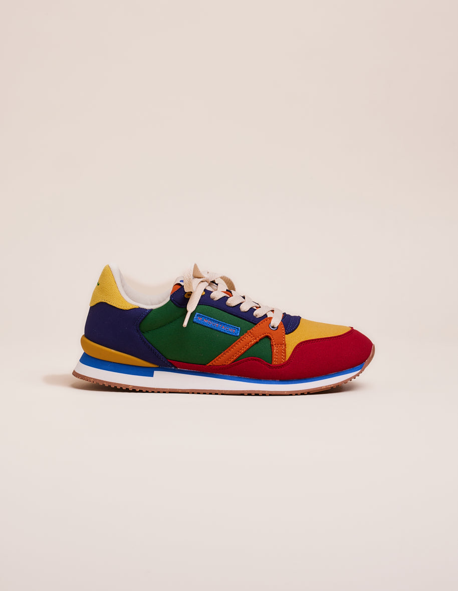 Low-top trainers André - Navy mustard red