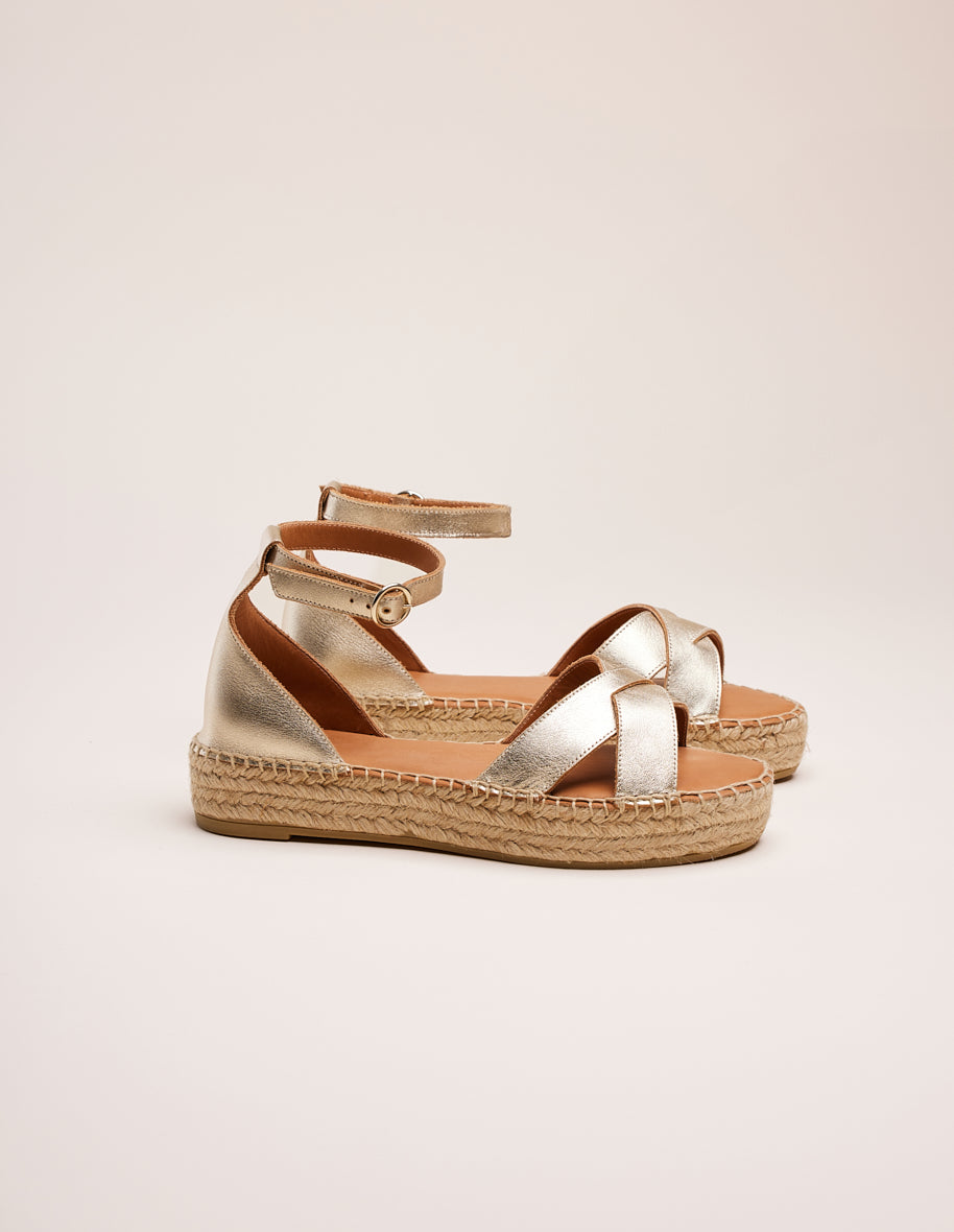Espadrilles Catherine - Champagne grained leather