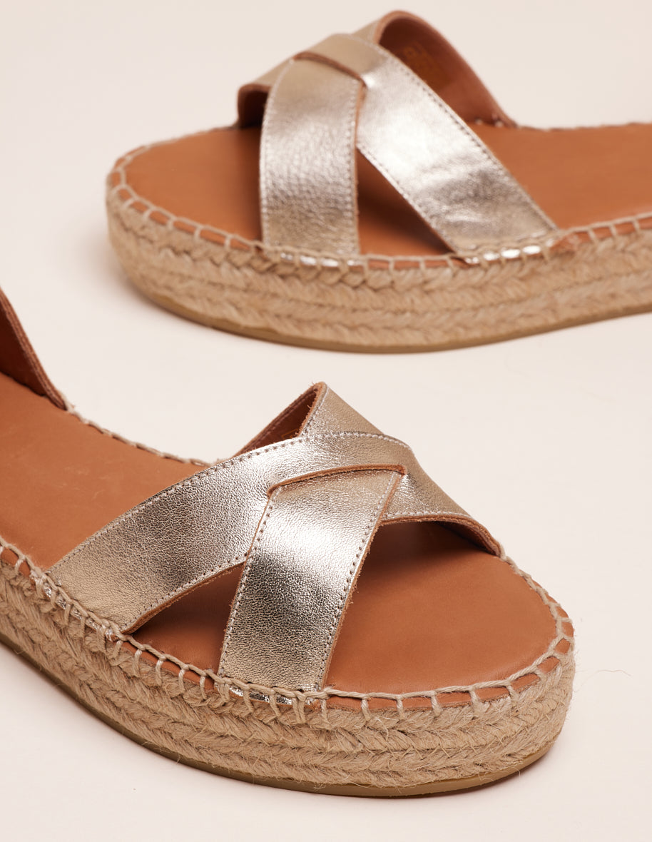 Espadrilles Catherine - Champagne grained leather