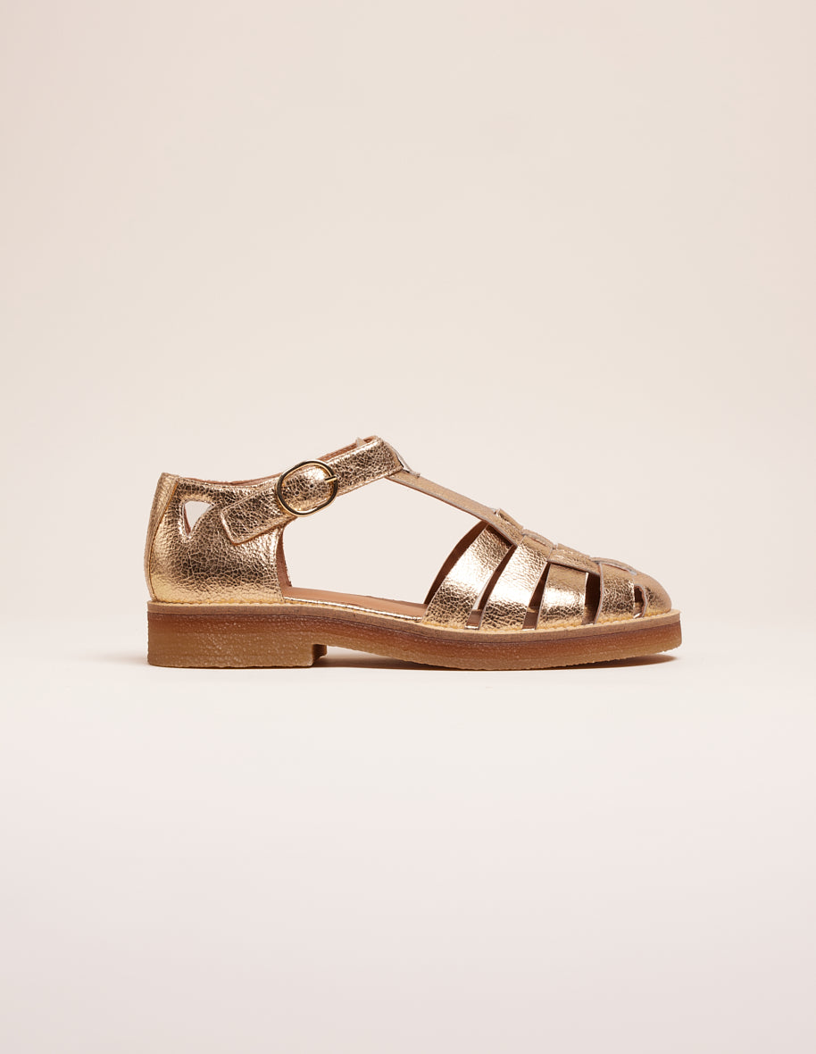 Sandals Charlie - Gold cracked leather