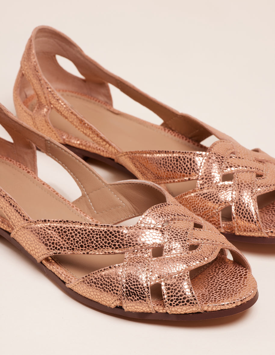 Sandals Clémentine - Pink crakled leather