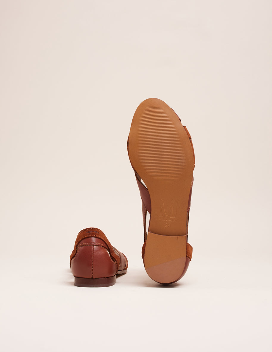 Clémentine sandals - Leather and Sweden Cognac