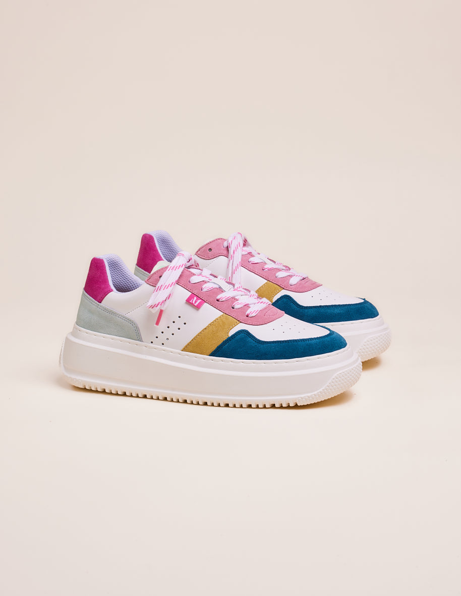 Low-top trainers Clotilde - Petrol white pink