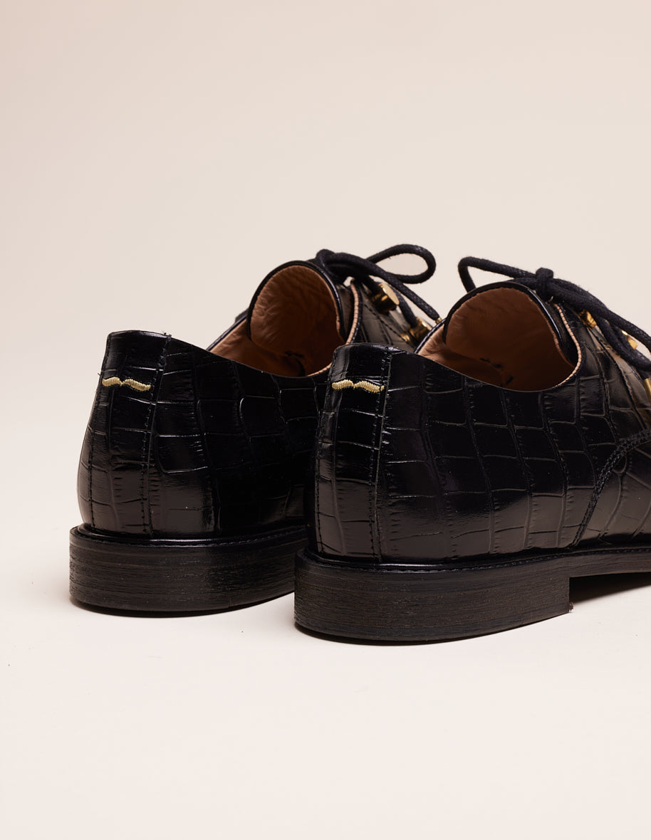 Derbies Denise - Black croco leather XL