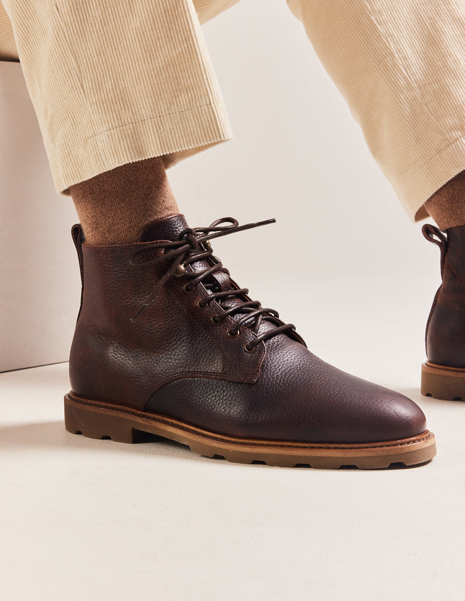 Low boots Eugène - Brown grained pull up leather