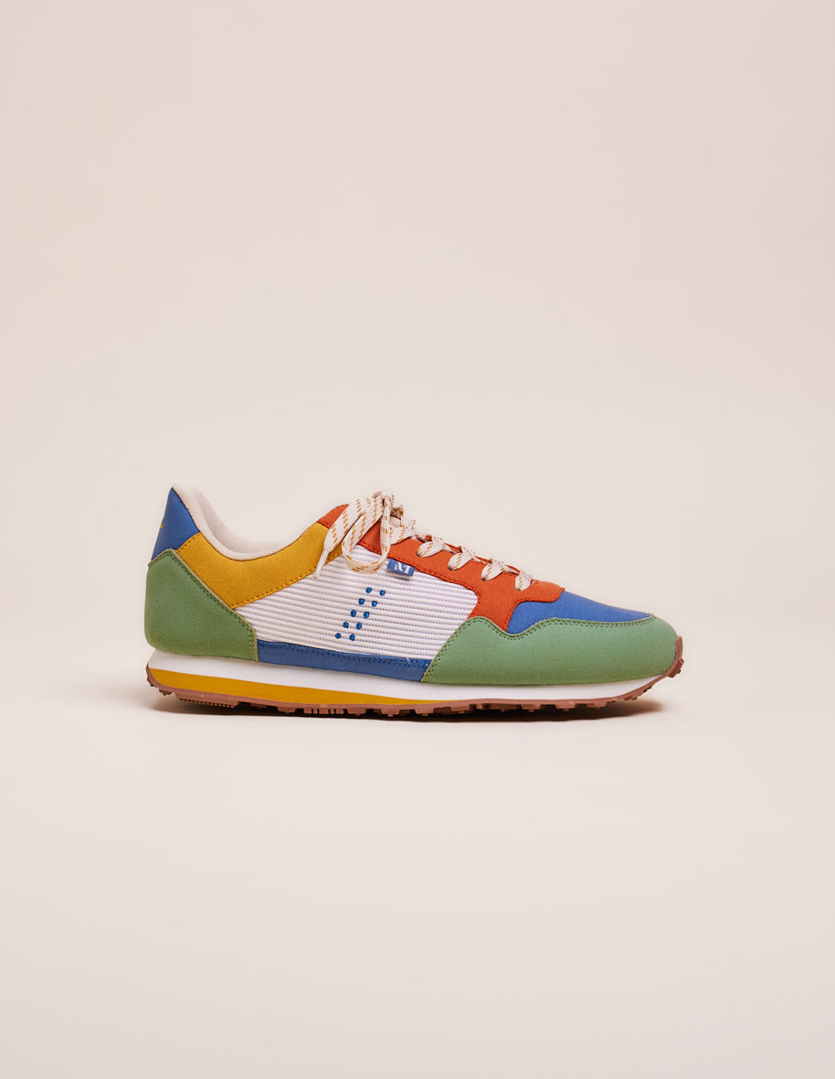 Running shoes Gabriel - Sage, dusty blue and orange vegan suede and mesh