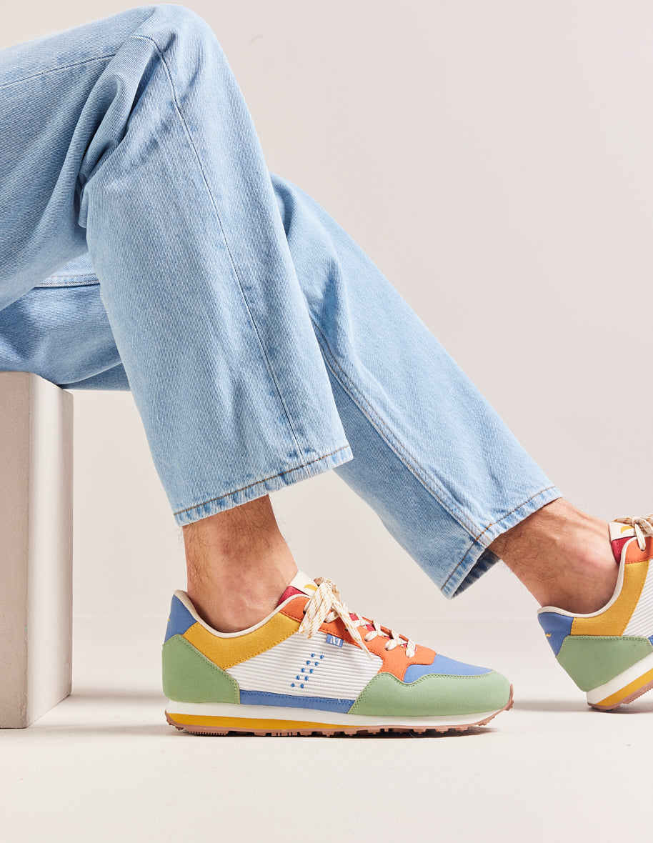 Low-top trainers Gabriel - Sage, dusty blue and orange vegan suede and mesh
