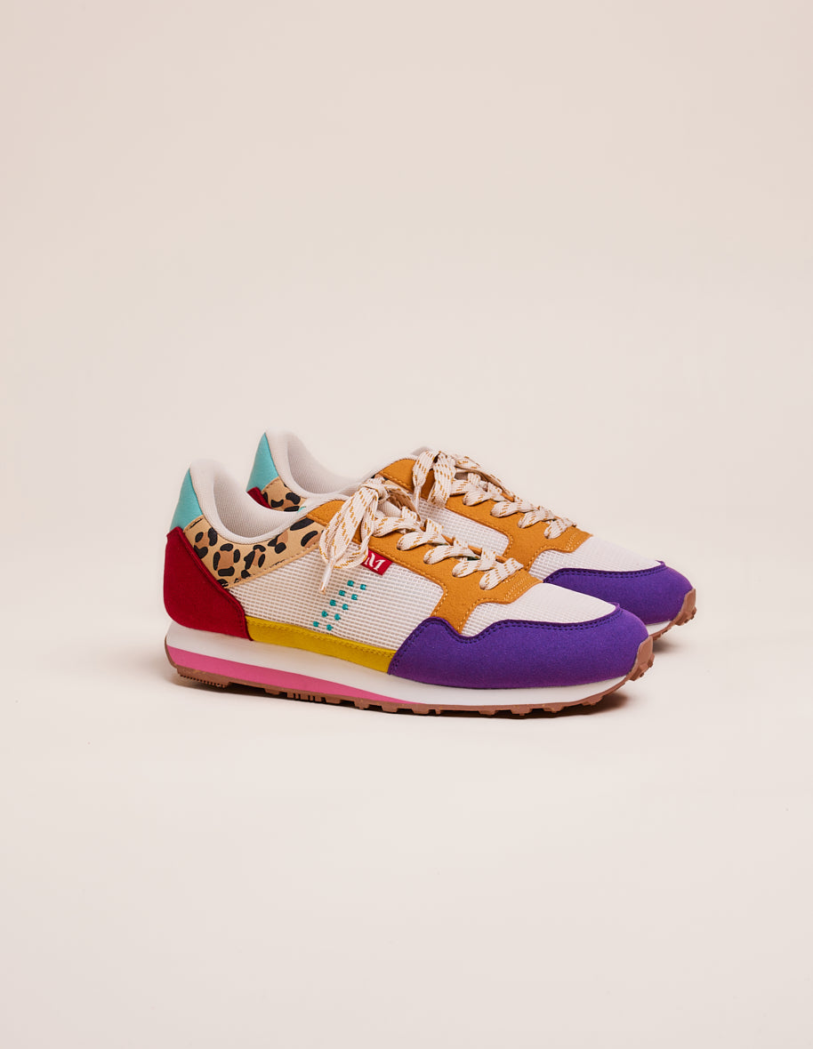 Low-top trainers Gabrielle - Purple, ecru and ochre vegan suede and mesh