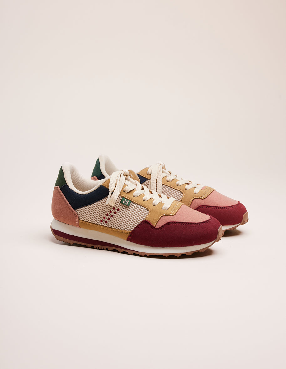 Low-top trainers Gabrielle - Vegan suede and mesh burgundy nude