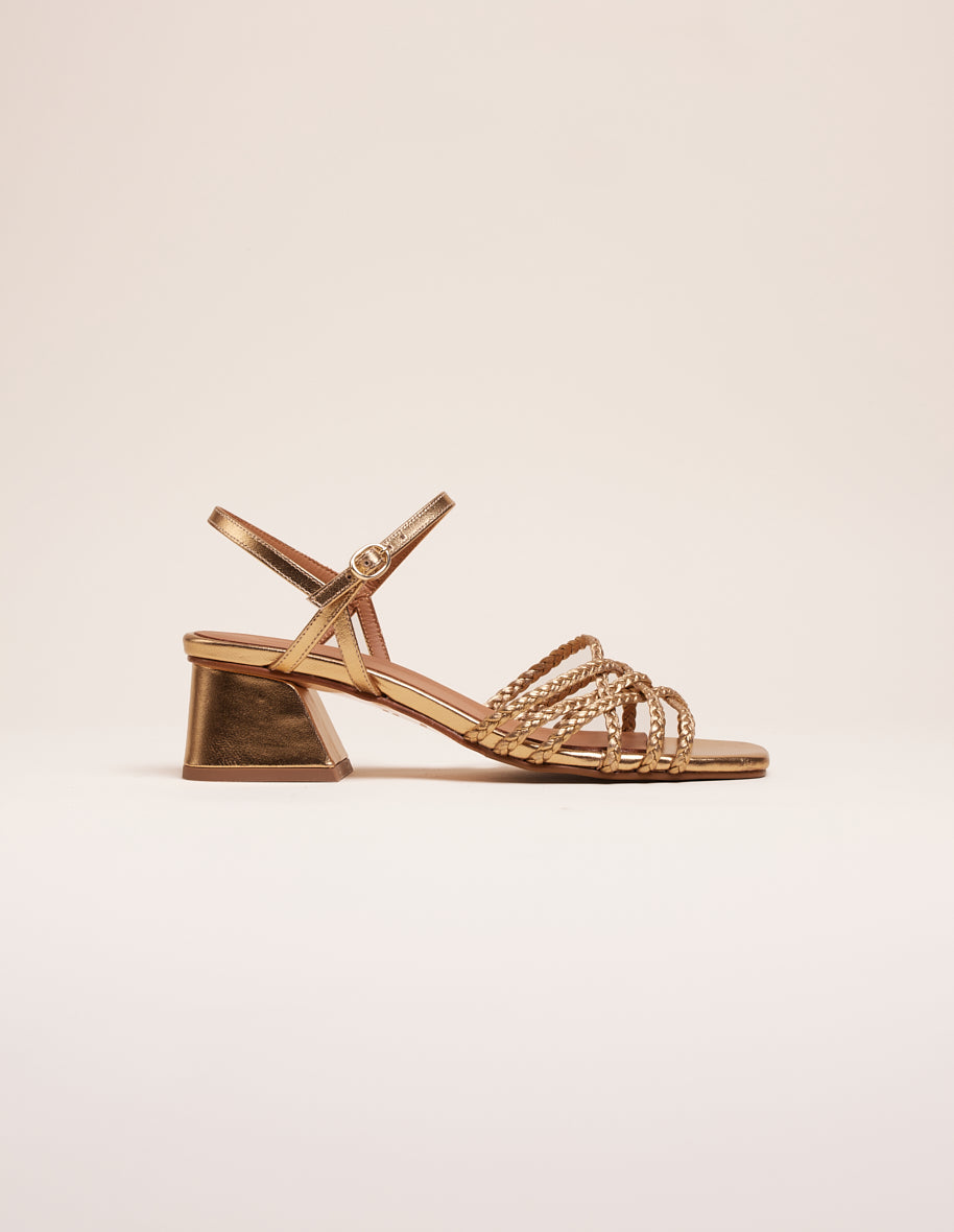 Heeled sandals Lily - Golden leather