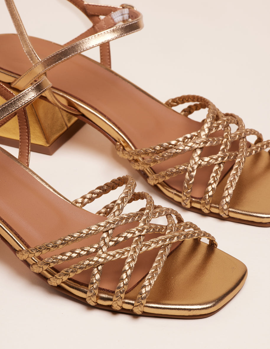 Heeled sandals Lily - Golden leather