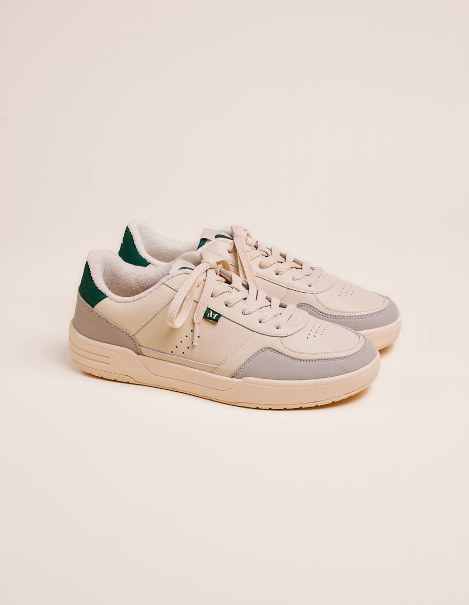 Low-top trainers Mael - Recycled leather and vegan suede fir ecru