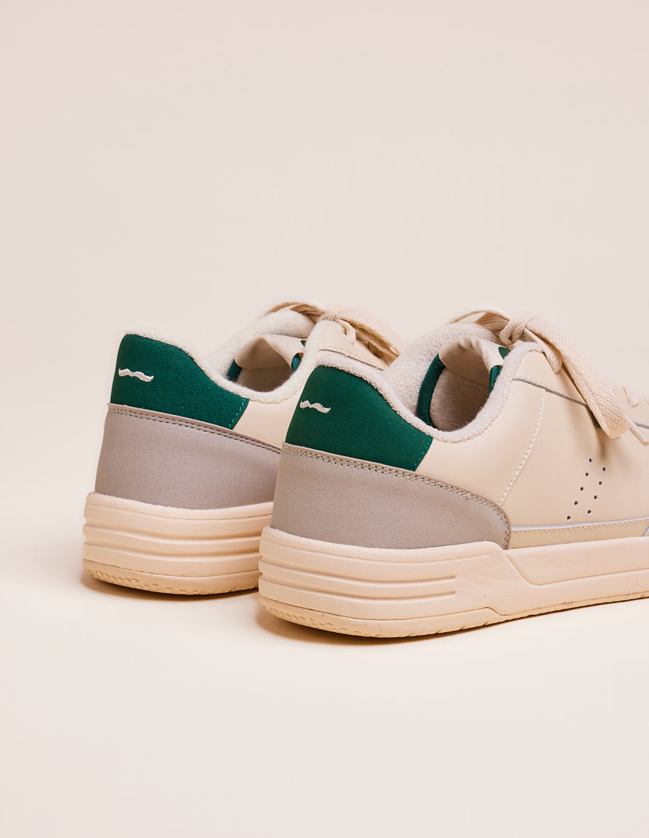 Low-top trainers Mael - Recycled leather and vegan suede fir ecru