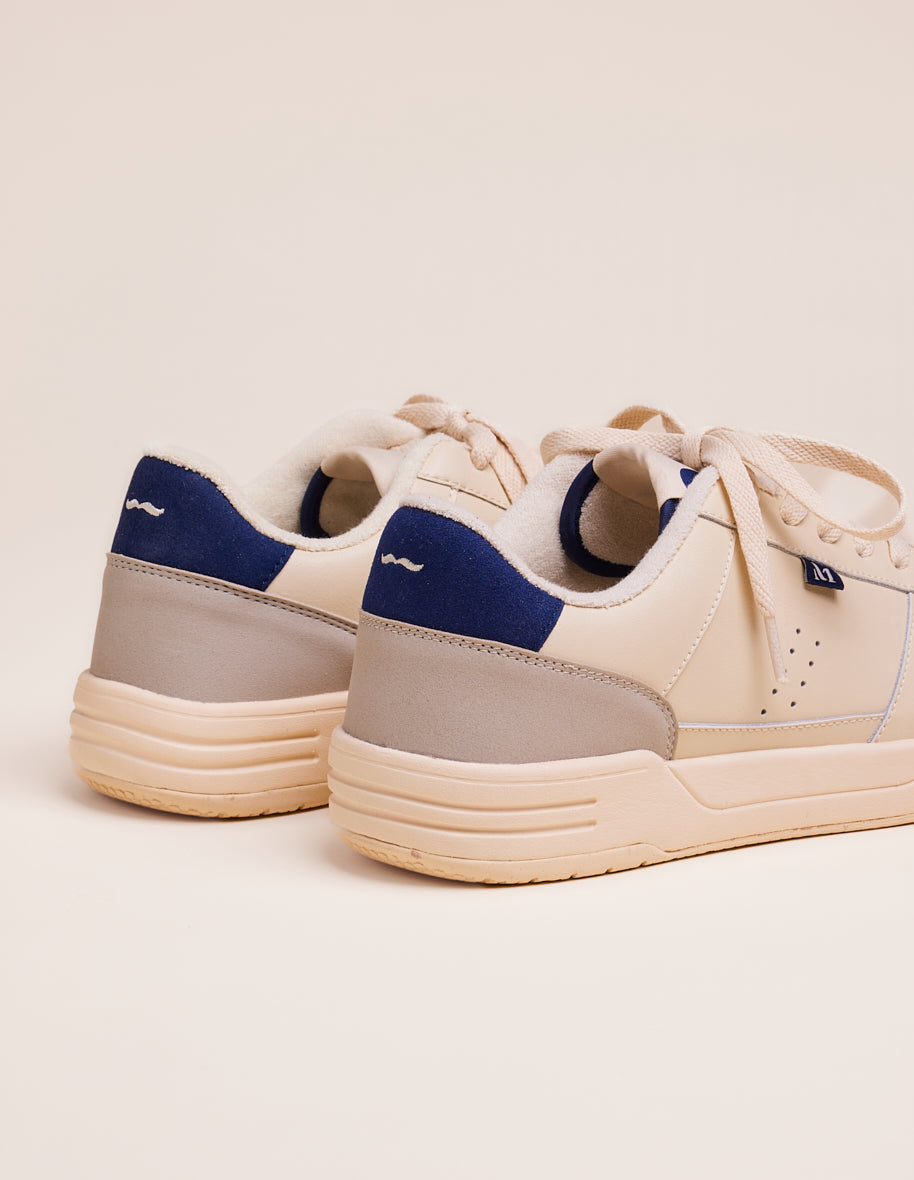 Low-top trainers Mael - Recycled leather and vegan suede navy blue