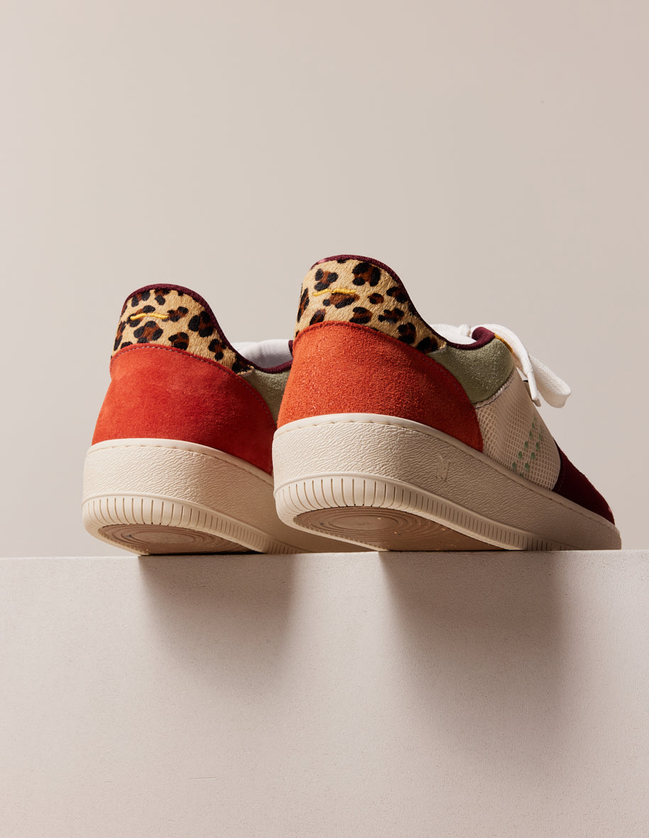 Low-top trainers Maxence F - Burgundy, beige and mustard suede and mesh