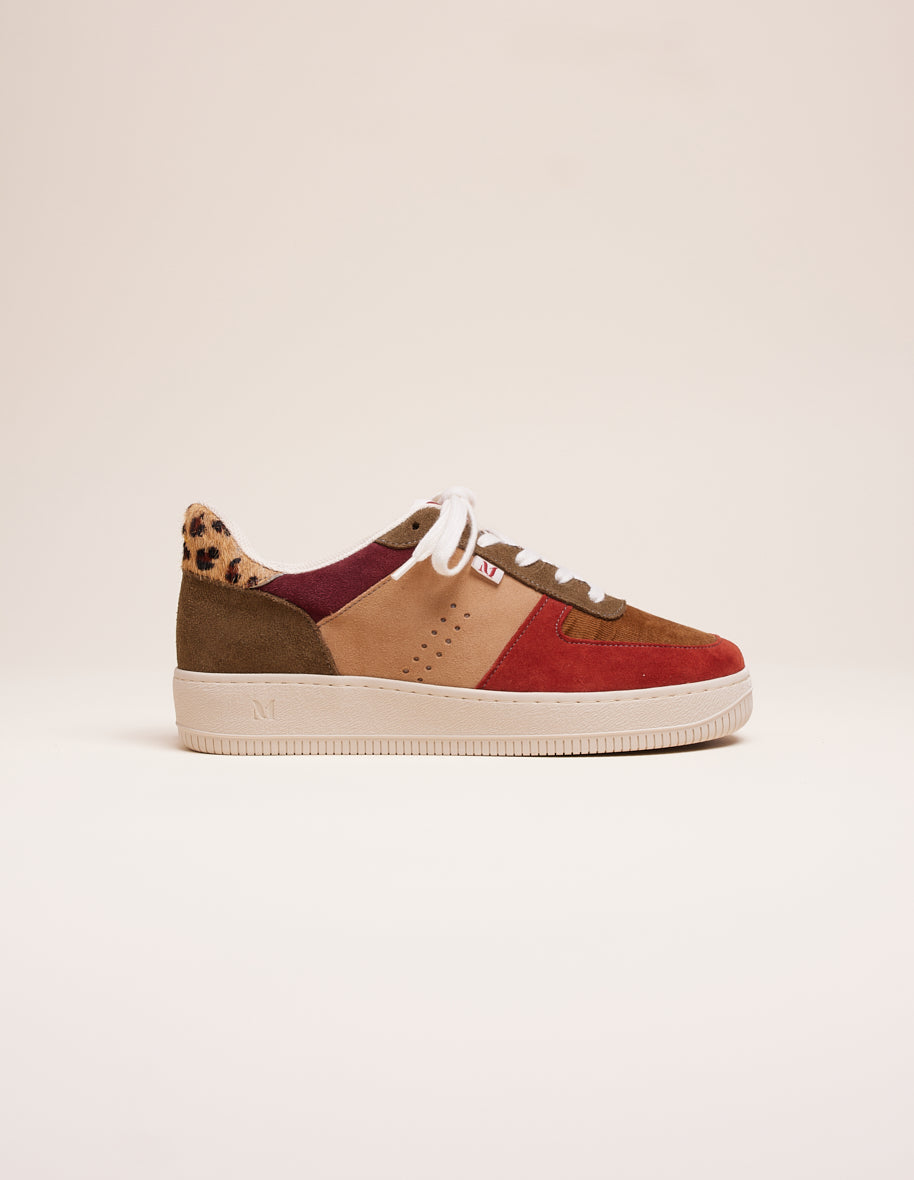 Low-top trainers Maxence F - Suede and terracotta velvet, khaki beige