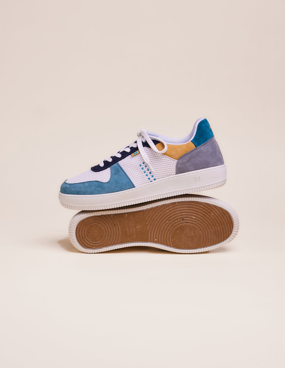 Low-top trainers Maxence H - Slate, white and navy-blue suede and mesh