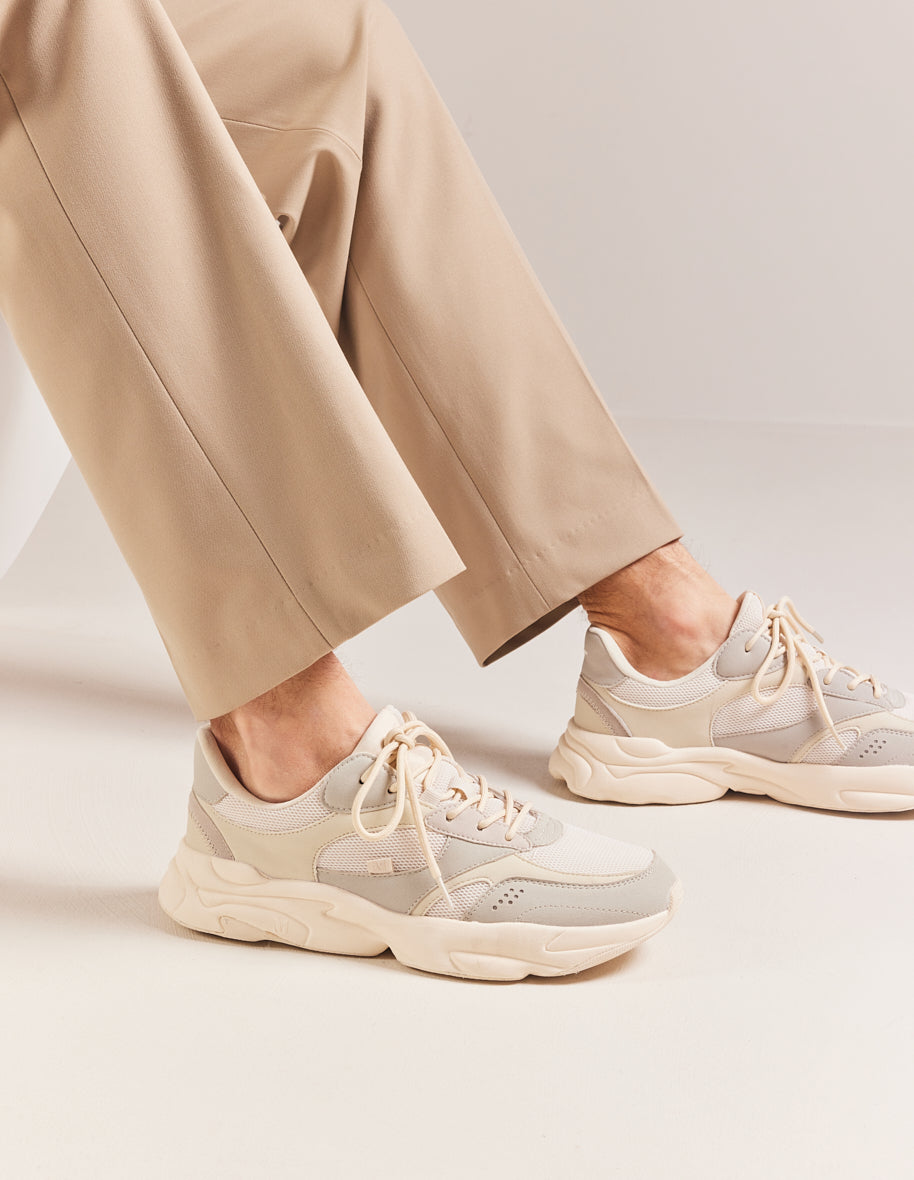 Low-top trainers Nathanael - Beige vegan suede and mesh