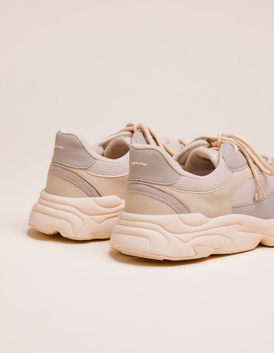 Low-top trainers Nathanael - Beige vegan suede and mesh