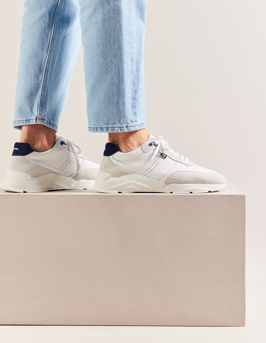 Low-top trainers Stanislas - Navy white leather and suede