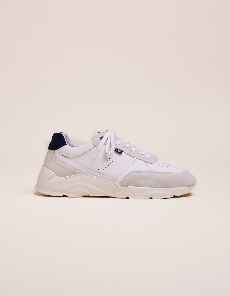 Low-top trainers Stanislas - Navy white leather and suede
