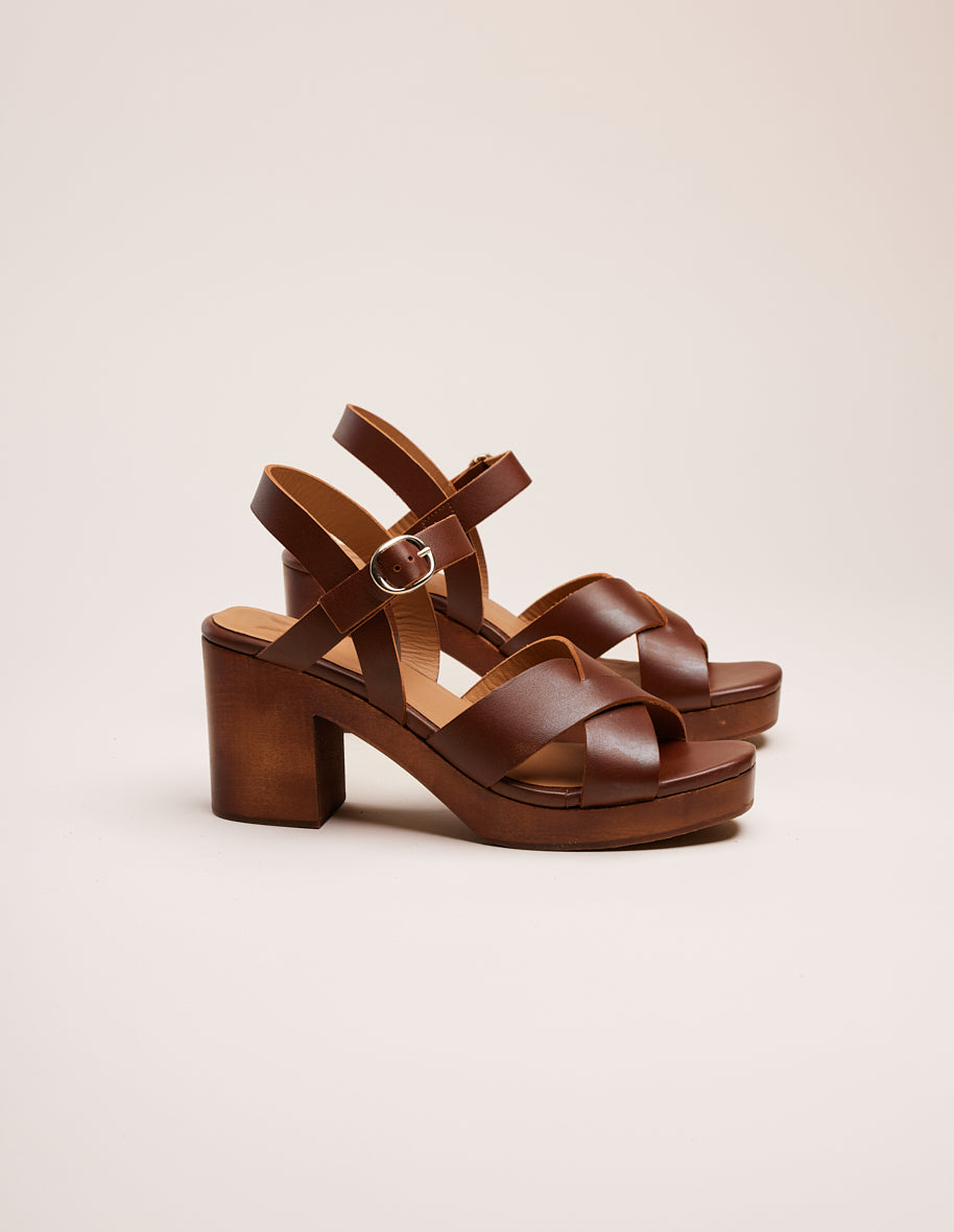 Heeled sandals Véra - Brown leather