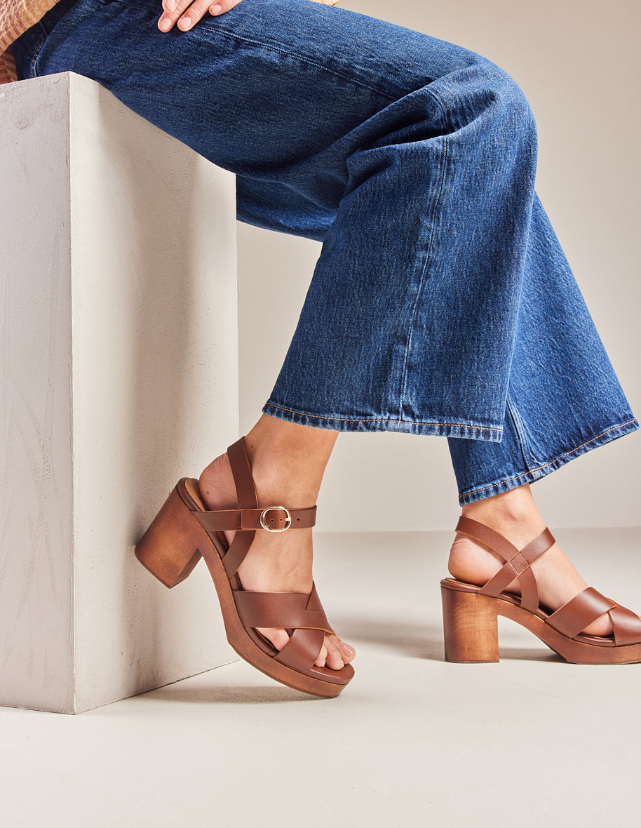 Heeled sandals Véra - Brown leather