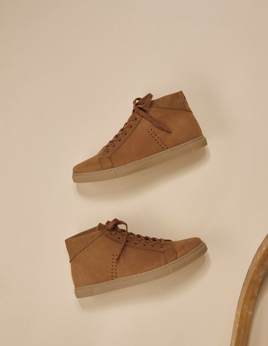High-top trainers Richard - Terracotta pull-up leather