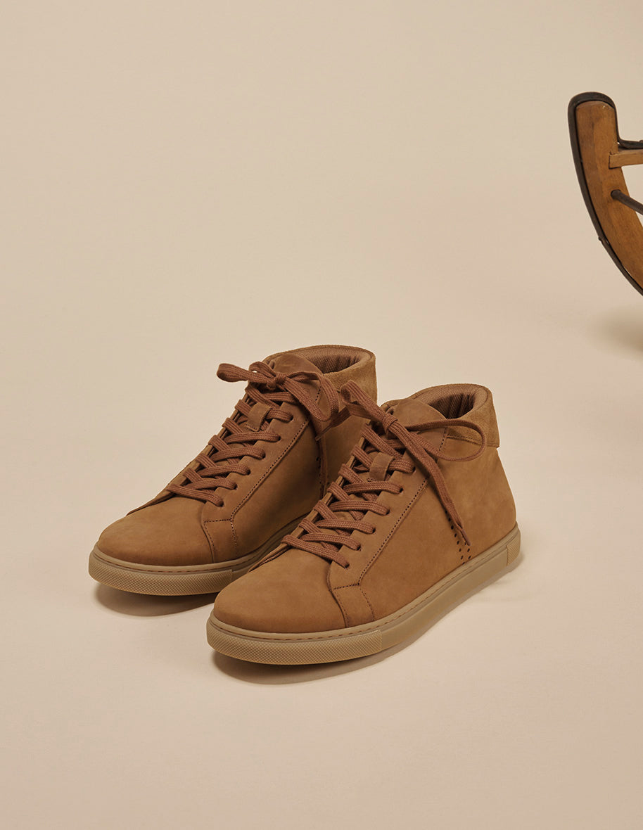 High-top trainers Richard - Terracotta pull-up leather