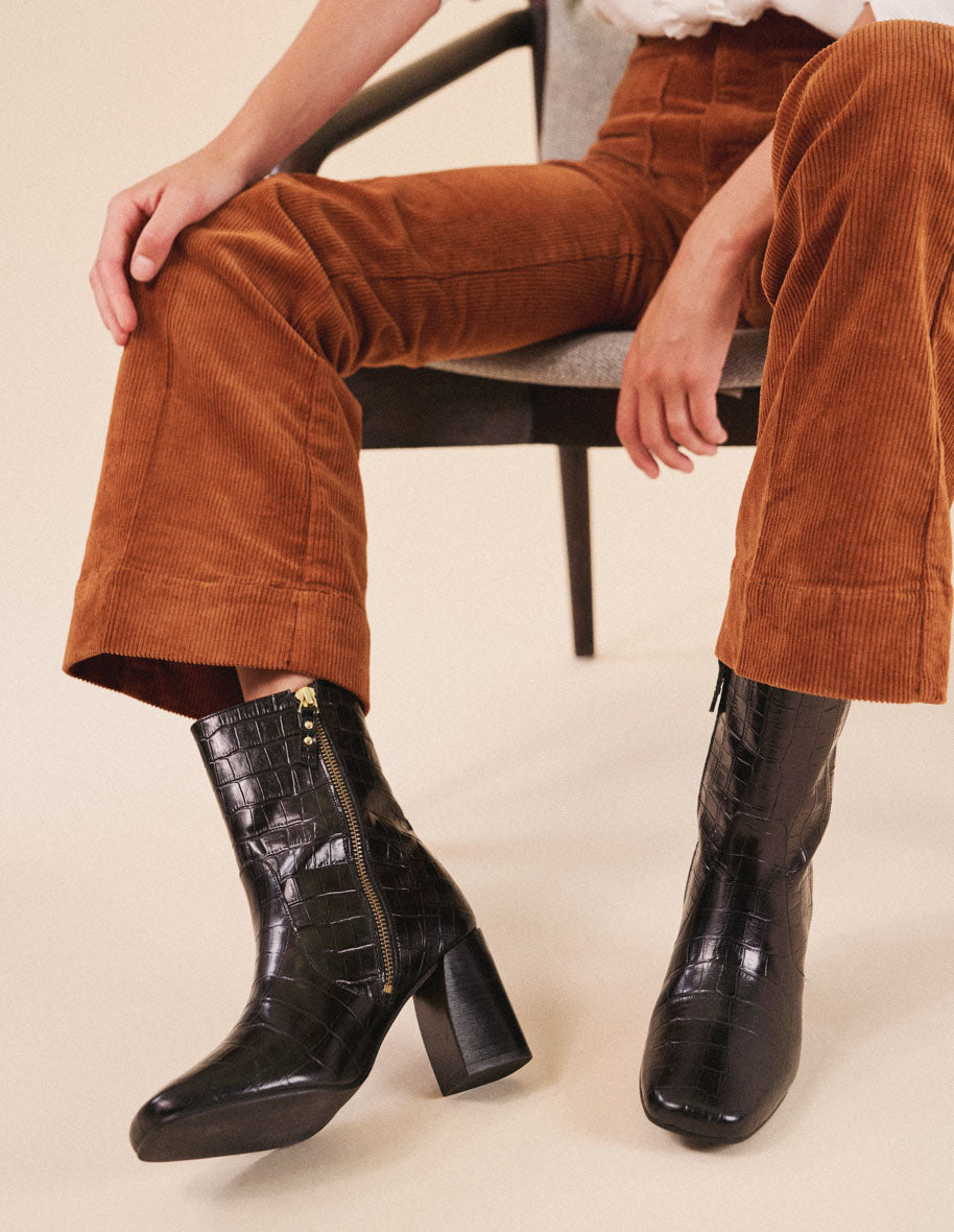Irène boots - Black Croco XL