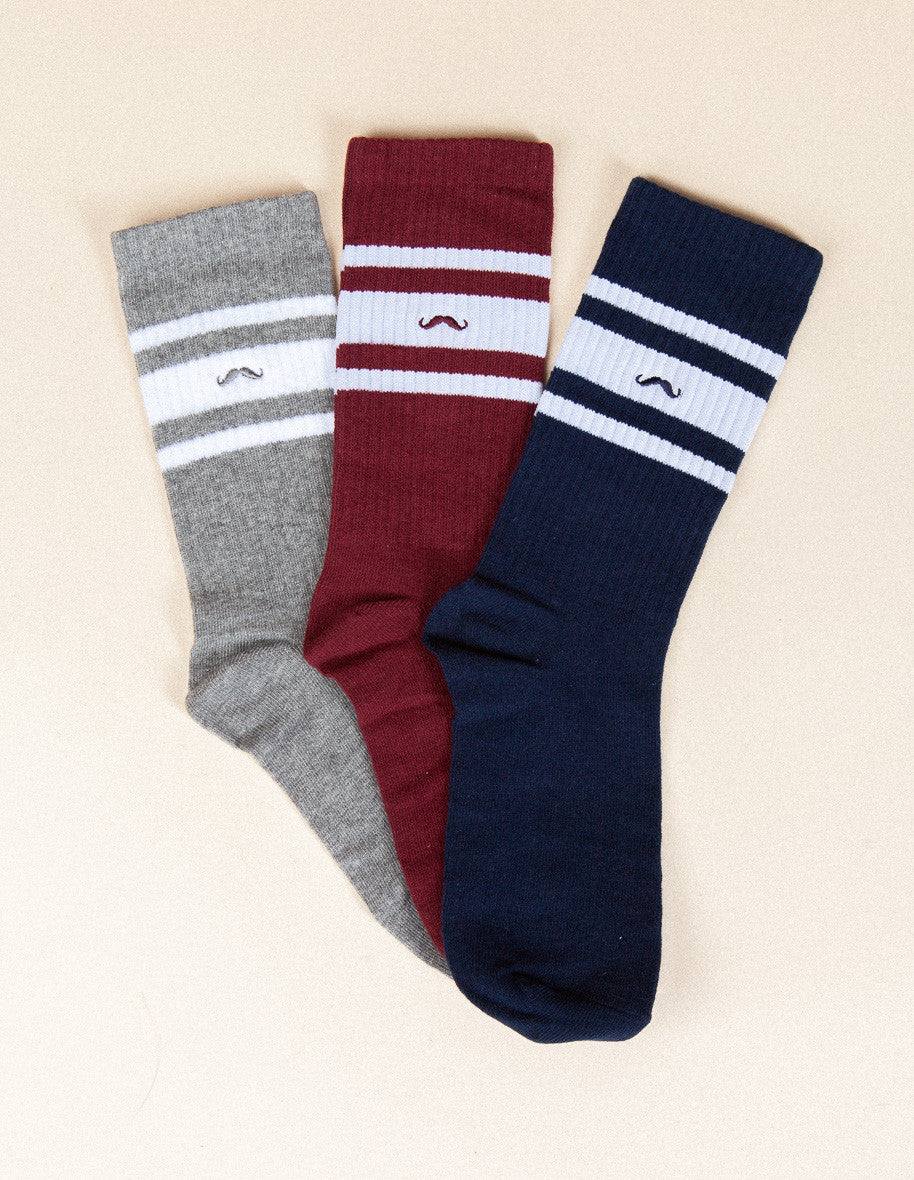 Pack of 3 socks - Sport Bordeaux Marine Gris