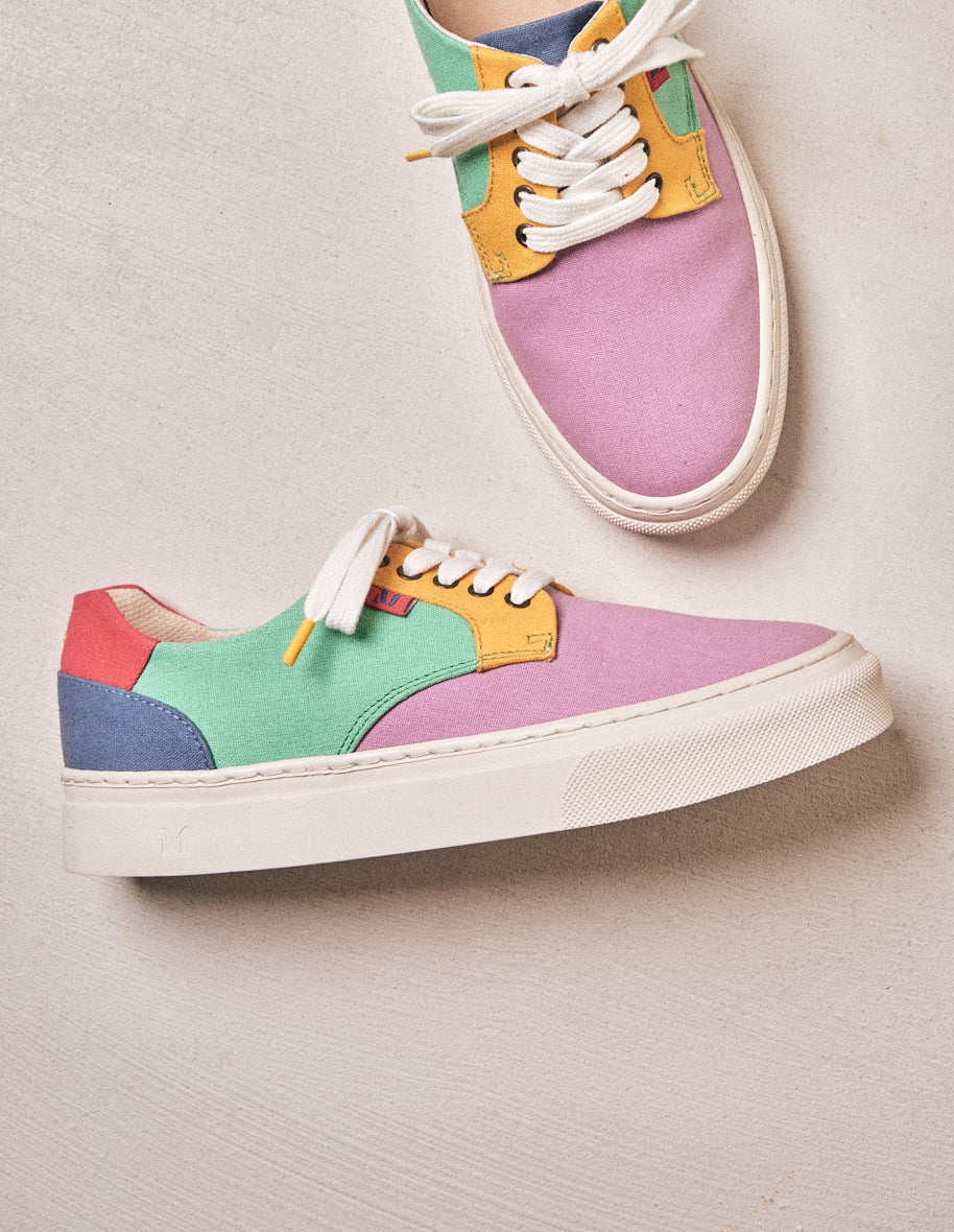 Low-top trainers Alexandra - Mauve yellow green canvas