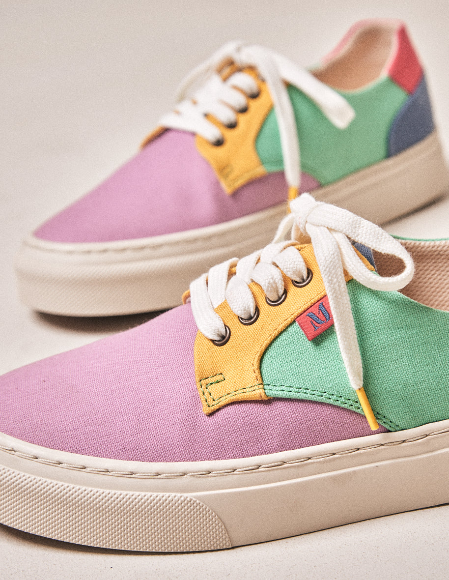 Low-top trainers Alexandra - Mauve yellow green canvas