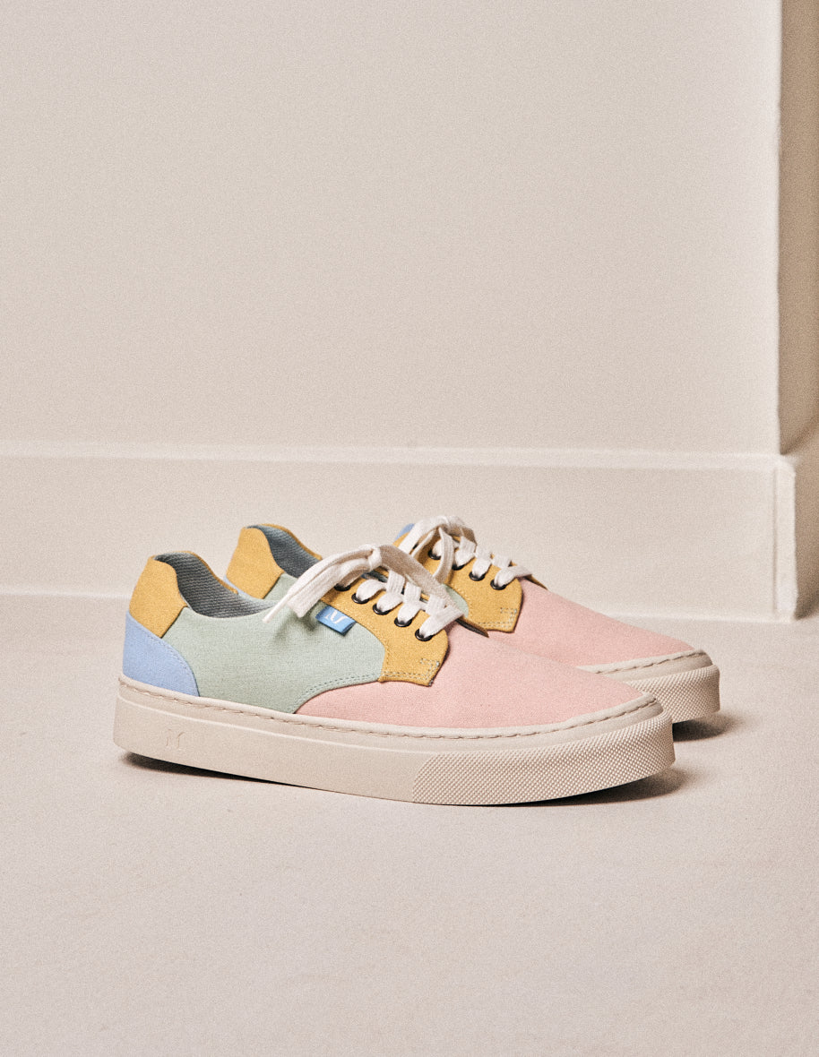 Low-top trainers Alexandra - Pink lemon water green canvas
