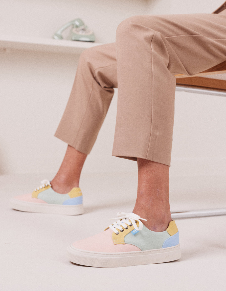 Low-top trainers Alexandra - Pink lemon water green canvas