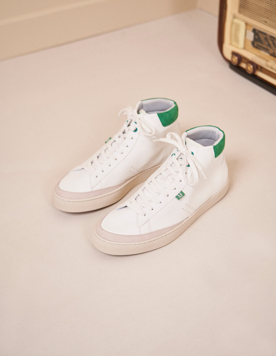 High-top trainers Alexis - White & green vegan leather