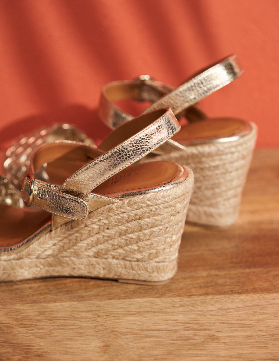 Wedges Ambre - Champagne grained leather