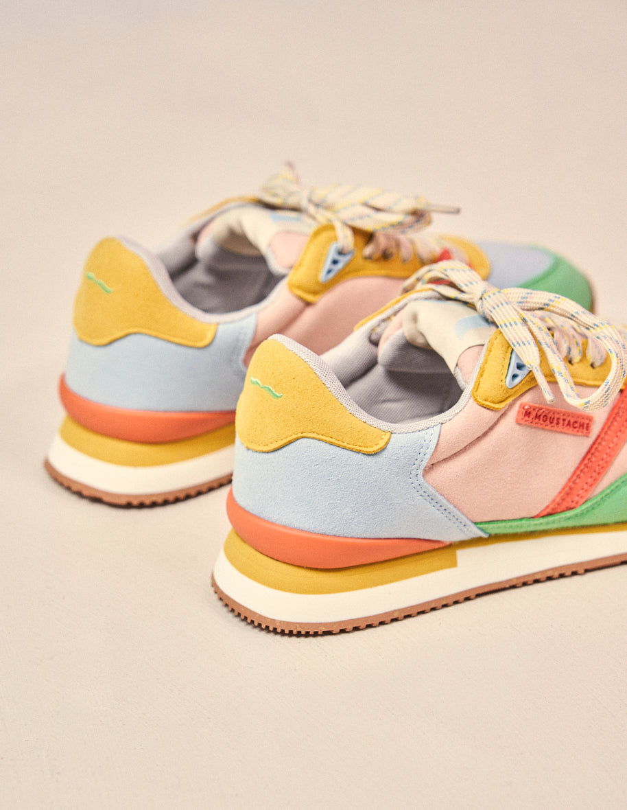 Running shoes Andrée - Green water salmon sky ultrasuede