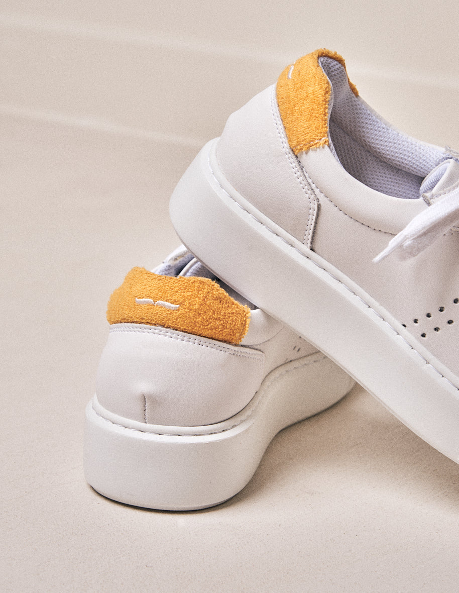 Low-top trainers Apolline - White and yellow leather and terry