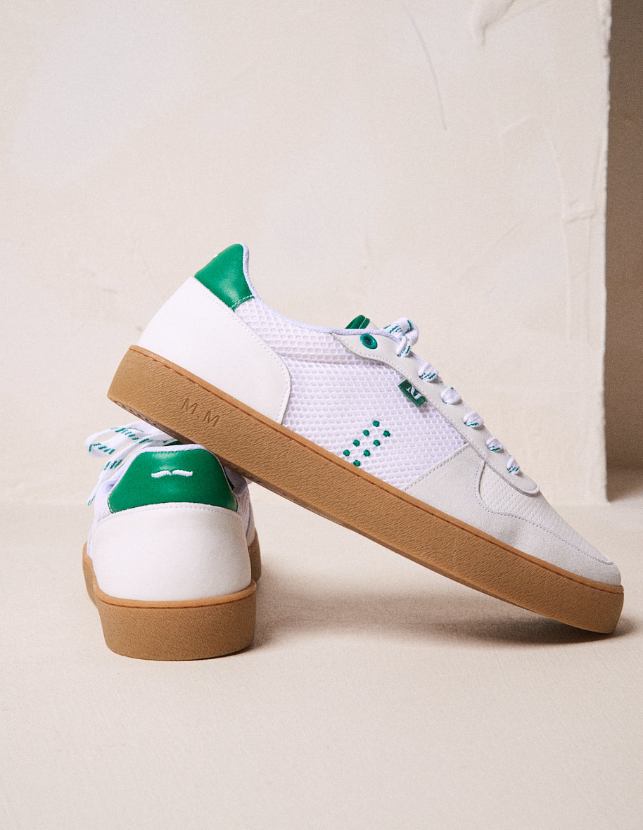 Low-top trainers Arthur - White green mesh and suede