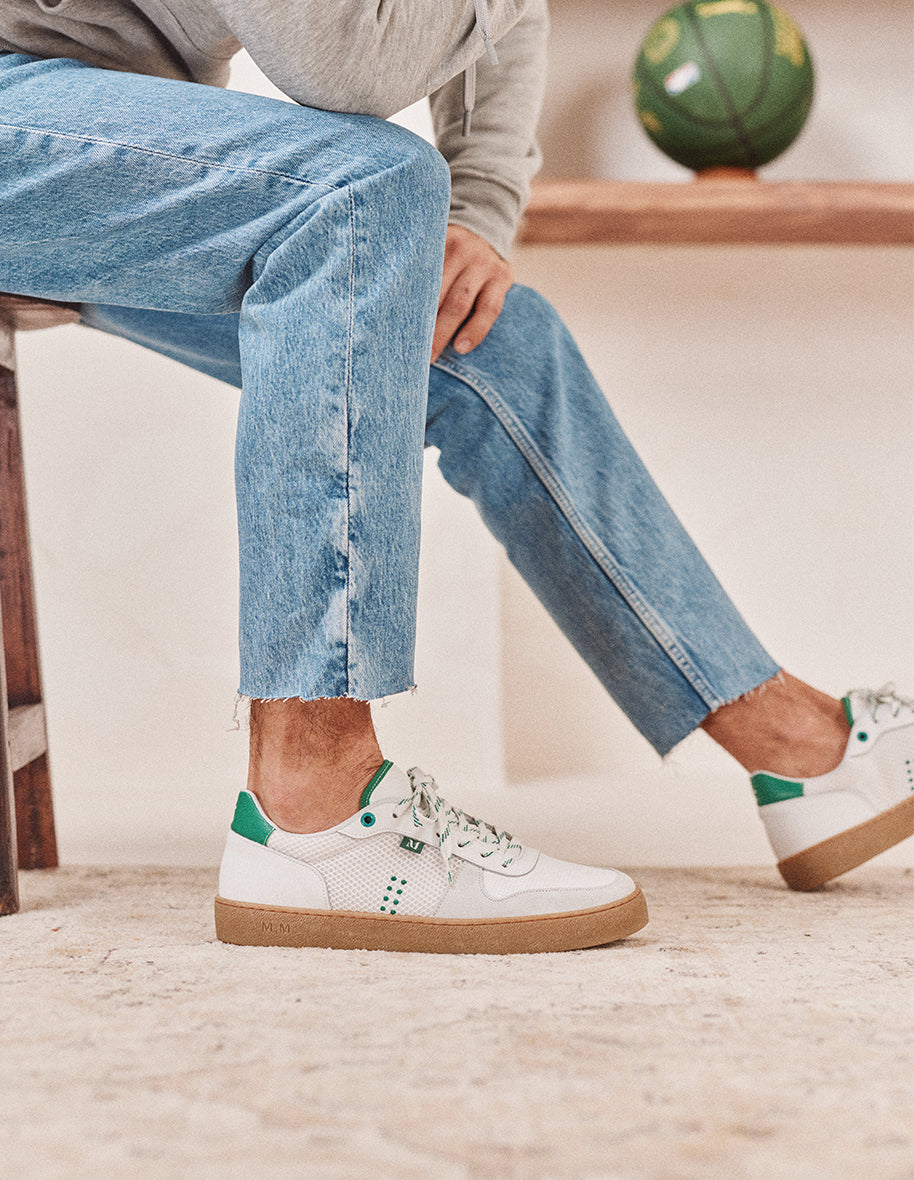 Low-top trainers Arthur - White green mesh and suede
